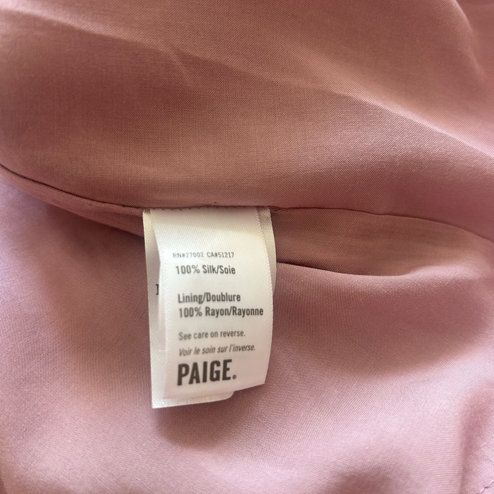 PAIGE Mauve Floral V-Neck Silk Dress - Picture 6 of 6